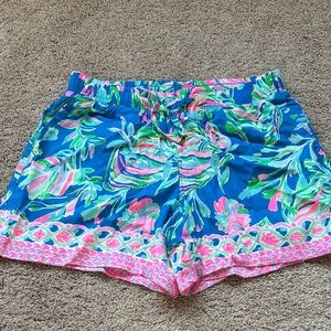 Lilly Pulitzer Blue and Pink Floral High Waist Shorts-NWT